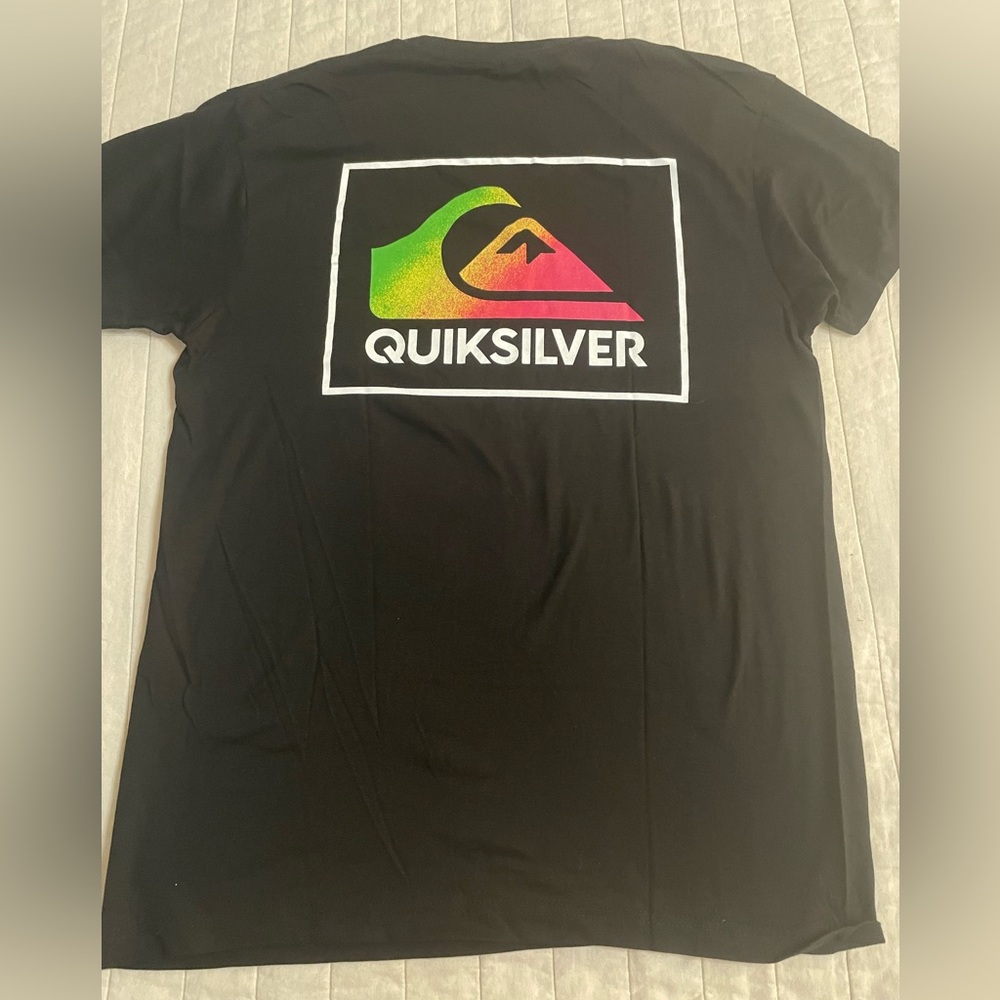 Quiksilver Black Tee with Neon Logo